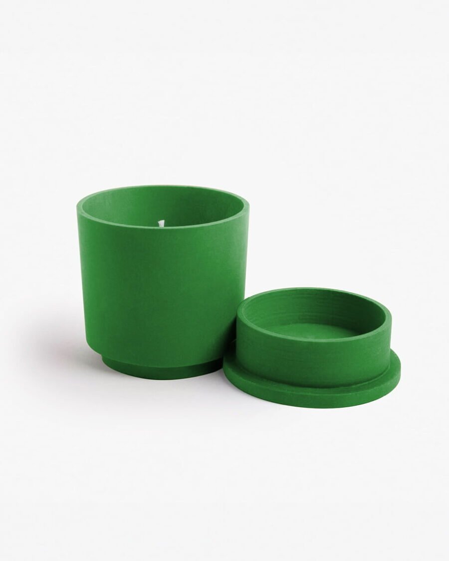 Soothing 'Matcha Mint' candle in a vibrant green Jesmonite pot, designed to evoke deep relaxation with its mint and Matcha tea fragrance.