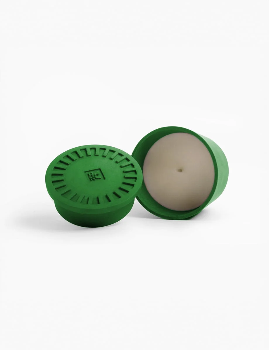 Soothing 'Matcha Mint' candle in a vibrant green Jesmonite pot, designed to evoke deep relaxation with its mint and Matcha tea fragrance.
