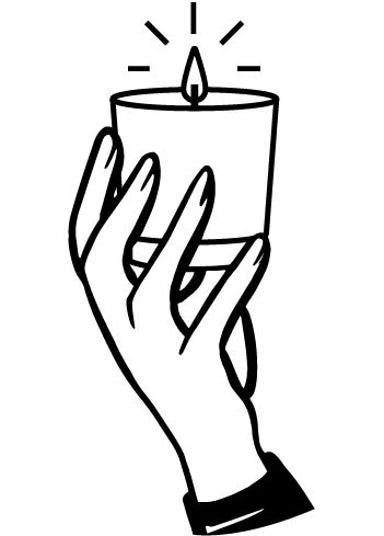 Illustrative icon of a hand holding an handmade candle.