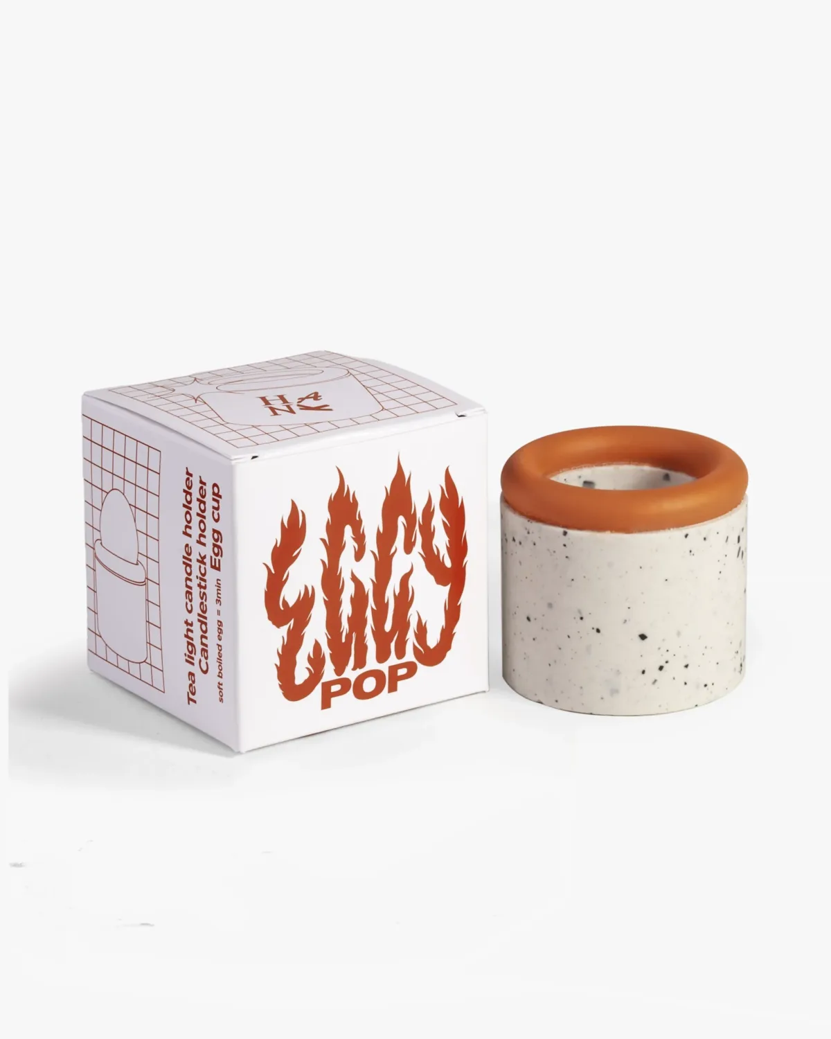 EGGY POP | Candle & Egg Holder, Orange & White