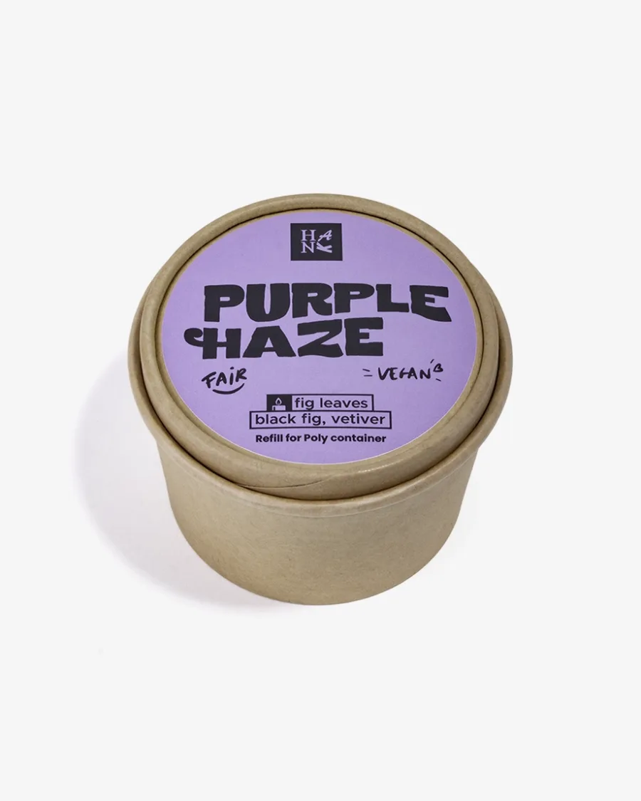Purple Haze Poly candle refill 185g – closed container by Hank Brussels