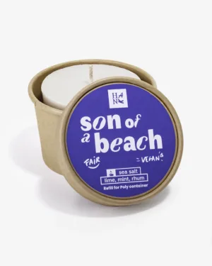 Son of a Beach Poly candle refill 185g – open container by Hank Brussels